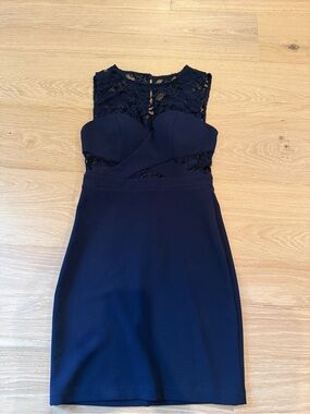 B Darlin Navy Lace Mini Dress